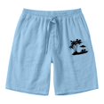 thumbnail image 4 of CONZONE Mens Casual Shorts Elastic Waist Drawstring Summer Beach Shorts For Men Hawaiian Graphic Lightweight Loose Fit Outdoor Shorts With Pockets, 4 of 6