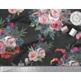 thumbnail image 3 of Soimoi Black Cotton Poplin Fabric Leaves & Ranunculus Floral Fabric Prints By Yard 56 Inch Wide, 3 of 3