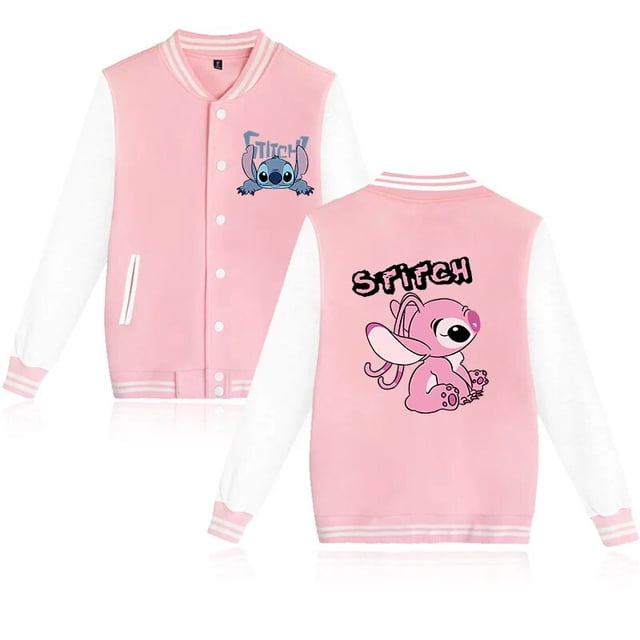 Chaqueta de béisbol de Lilo Stitch para hombres y mujeres, Sudadera con capucha de los años 90, Y2k, niños, niñas, chaquetas Harajuku, ropa de calle, abrigos universitarios