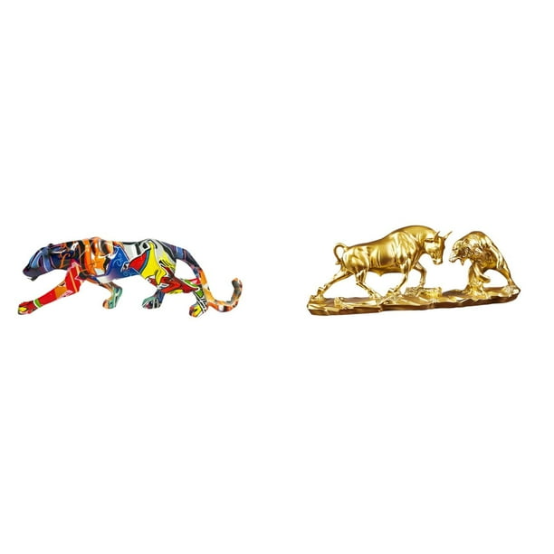 esculturas,estatua de figura decorativa andante,Estatua de escritorio,Estatua decorativa de figura de lucha de toro y oso,Colección de esculturas de toros,decoración artesanal en resina