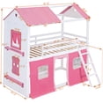 thumbnail image 6 of CHAMPFLAG Pink and White Twin Size Tent Bunk Bed with Storage Ledge, Solid Wood Loft Bed with Ladder and Windows, 6 of 10