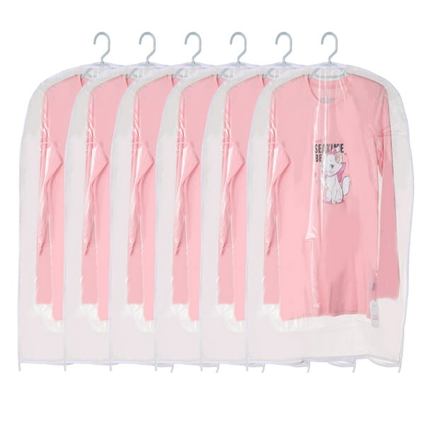 Bolsas para colgar ropa, 6 piezas, bolsa transparente para ropa, bolsa de plástico a prueba de polvo para trajes, fundas protectoras para abrigos con cremallera para guardar ropa en el