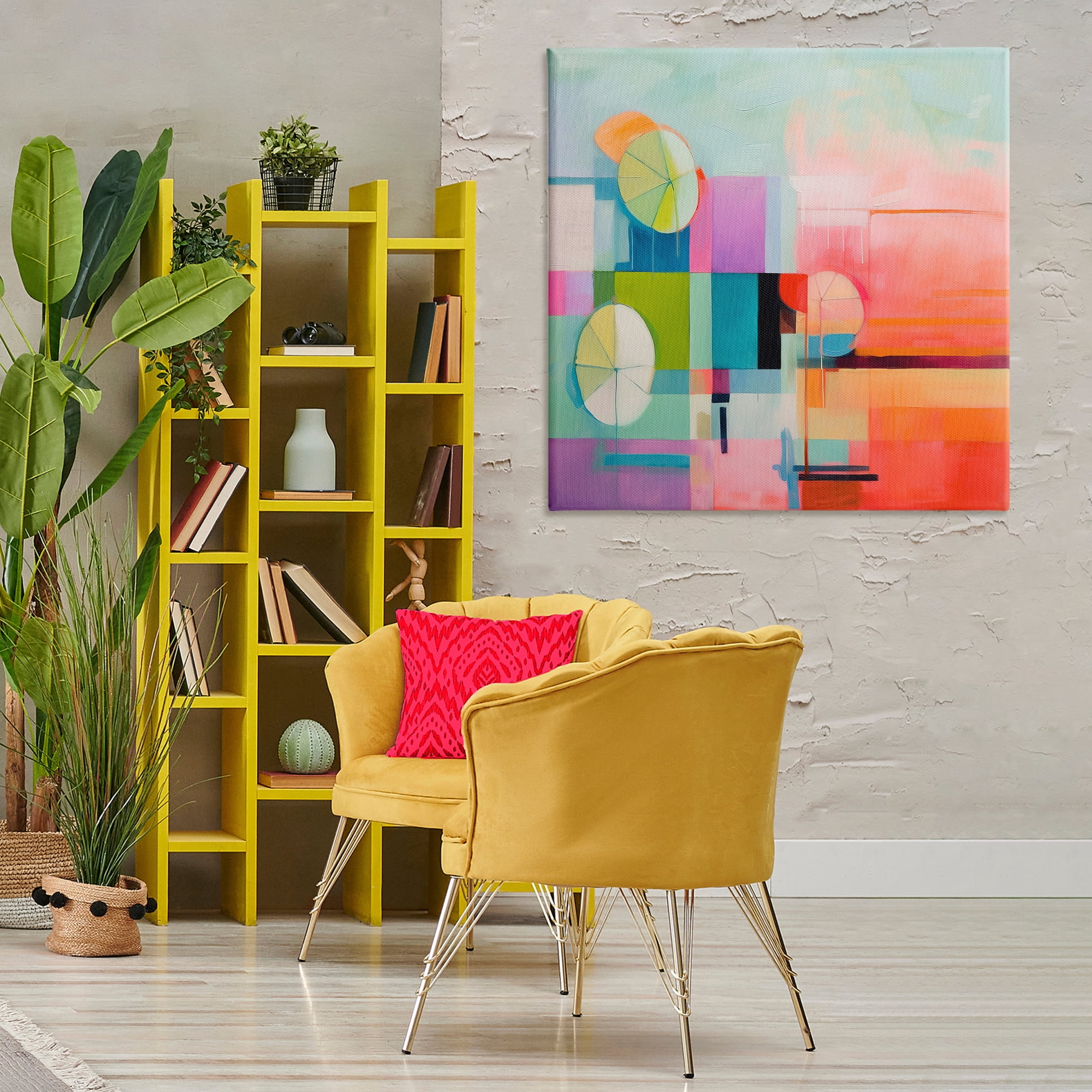 Stupell Industries Beach Umbrellas Abstraction Abstract Painting Gallery Wrapped Canvas Art Print Wall Art, 36 x 36
