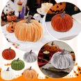 thumbnail image 3 of Mskk Small Velvet Fake Pumpkin Halloween Decoration, 2.7x3.4" Soft Flocked Mini Artificial Pumpkins Ornaments Table Decor for Halloween Farmhouse Display, 3 of 5