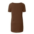 thumbnail image 5 of Brown T Shirts for Women's Spring and Summer Solid Color Rag Shoulder Long T Shirt Round Neck Loose Short Sleeved Pullover Top for Women Fashion Clothing, 5 of 5