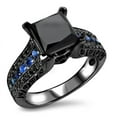 thumbnail image 2 of Dreamofdazzles Jewels 2.00Ct Princess Cut Black Diamond & Sapphire Engagement Wedding Band Ring 14K Black Gold Plated 925 Sterling Silver For Women's -5, 2 of 5