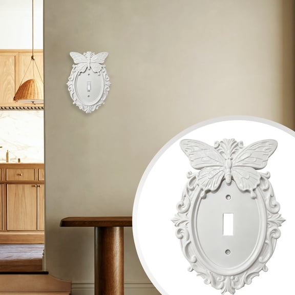 Clearance Under $5 Switch Plate Cover Gothic Butterfly Embossed for Wall Socket Decor,1PC,White