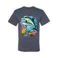 thumbnail image 2 of Pair of Dolphins Swimming in Ocean Animal Lover Men's Graphic T-Shirt, Vintage Heather Blue, Small, 2 of 3