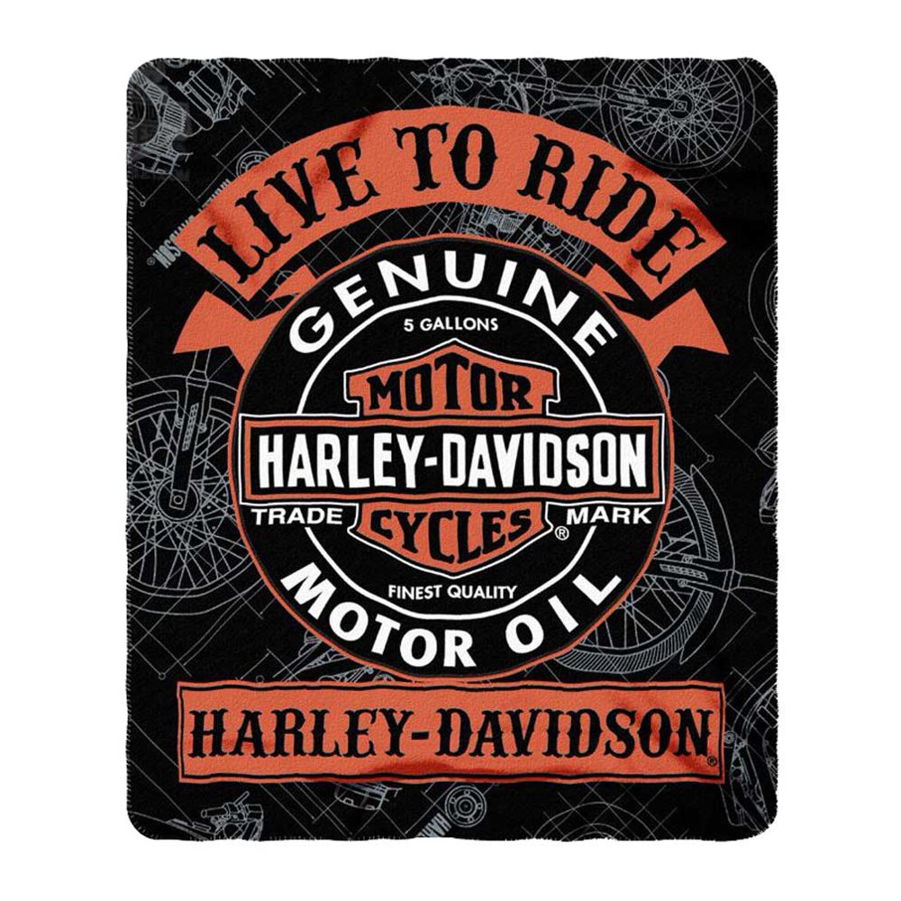 HarleyDavidson Biker Style Fleece Throw Blanket 50 x 60 in Black