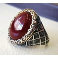thumbnail image 6 of Red Onyx Mans Ring, Natural Red Onyx Gents Ring, December, Silver Jewelry, 925 Silver Ring, Birthday Gift, Heavy Mens Ring, Arabic Design, Ottoman Style Ring, Christmas, Turkey Mens Signet Ring, 6 of 6