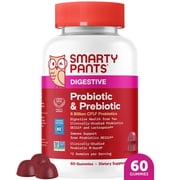 SmartyPants Digestive Probiotic & Prebiotic Gummies, 6 Billion CFUs, 60 Ct, 30-Day Supply