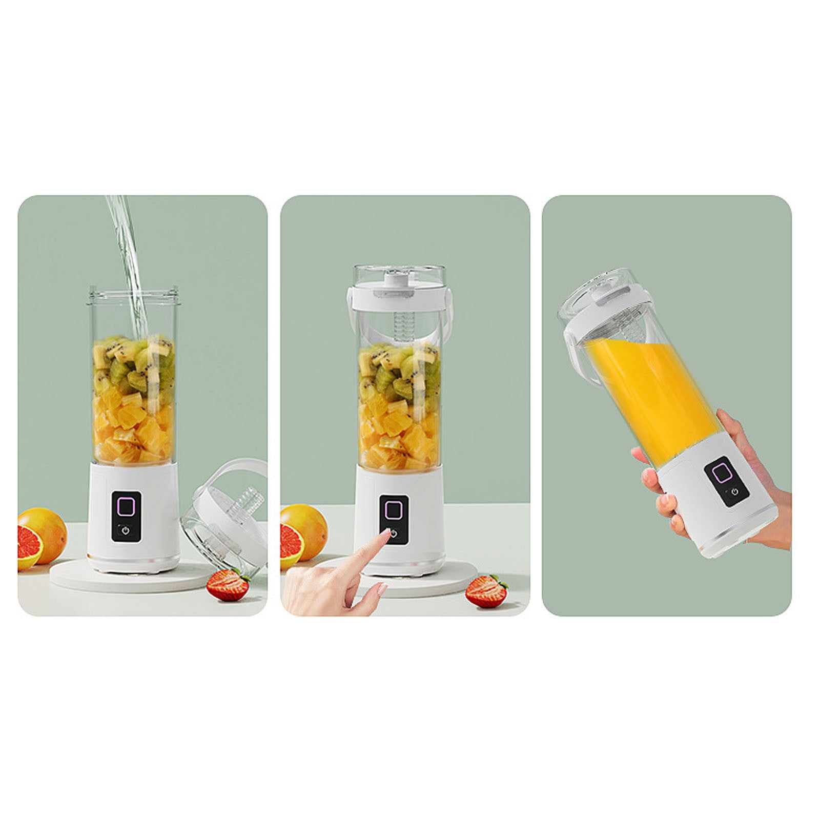 HAITIANS Portable Personal Electric Usb Juicer, 300ml Mini Blender, 12-Blade Quick Juicing, Leak-Proof Lid Simple Opening, for Milkshakes, Smoothies And Juices