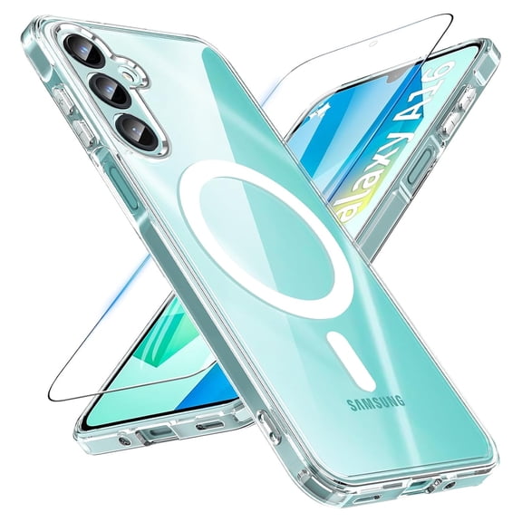 Allytechgroup Galaxy A16 5G Case with Screen Protector, Clear Magnetic Rugged Protection Military Grade Slim Anti Yellowing Phone Cases Shockproof Scratch-Resistant Transparent Phone Cover