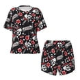 thumbnail image 2 of Yiaed Vintage Skull Casino Print Short Sleeve Pajama Sets for Women Casual Crew Neck 2 Piece Lounge Sets Women's Short-Sleeved Pajama-3X-Large, 2 of 5