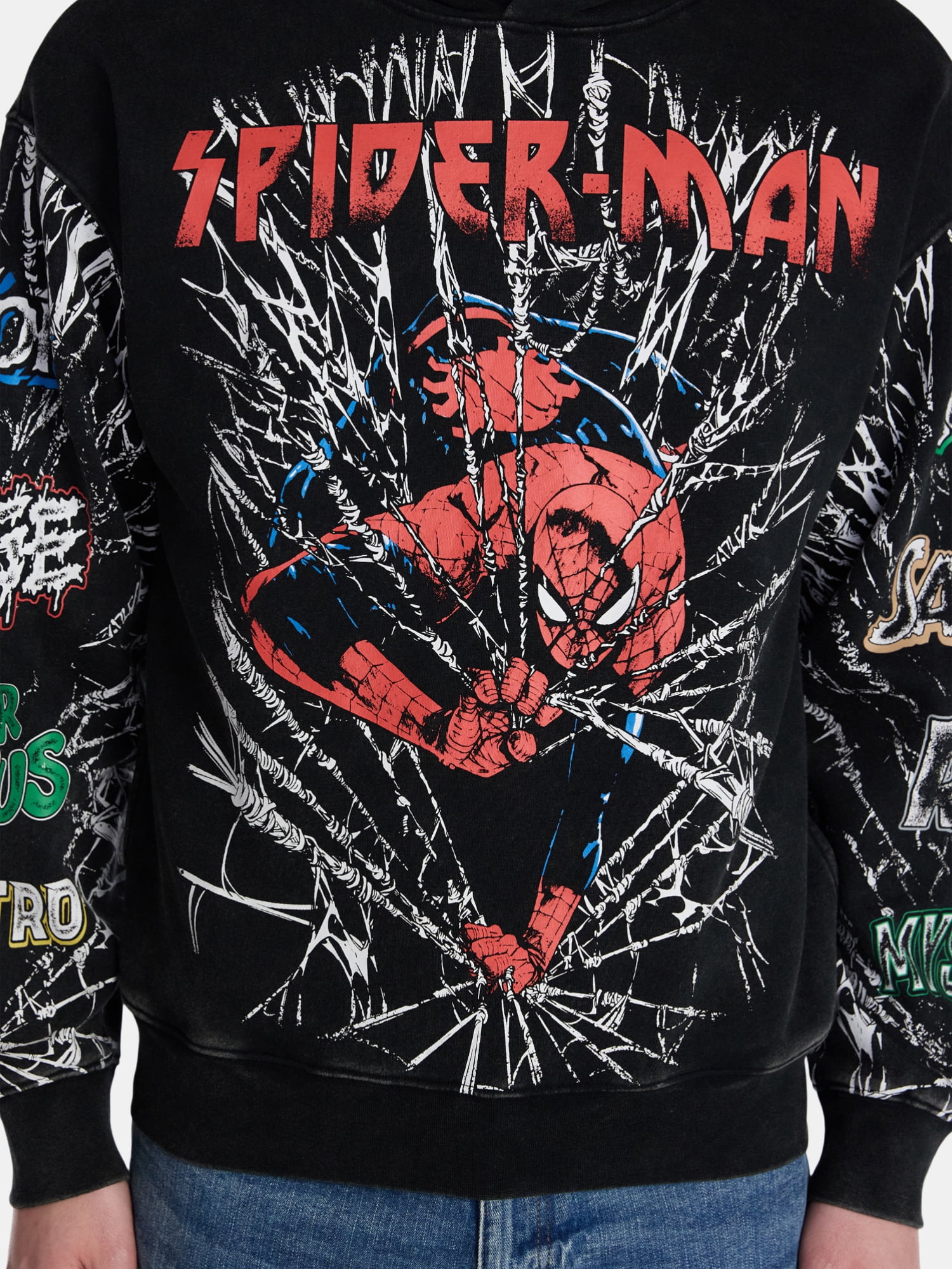 Marvel Spider-Man Men's and Big Men's Washed Knit Hoodie, Sizes S-3XL