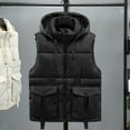 thumbnail image 2 of Timoontee Men's Winter Warm Puffer Vest Casual Comfy Padded Vest Sleeveless Jacket Vest Zip Up Quilted Waistcoat Fashion Solid Hoodie Vest Black M, 2 of 9