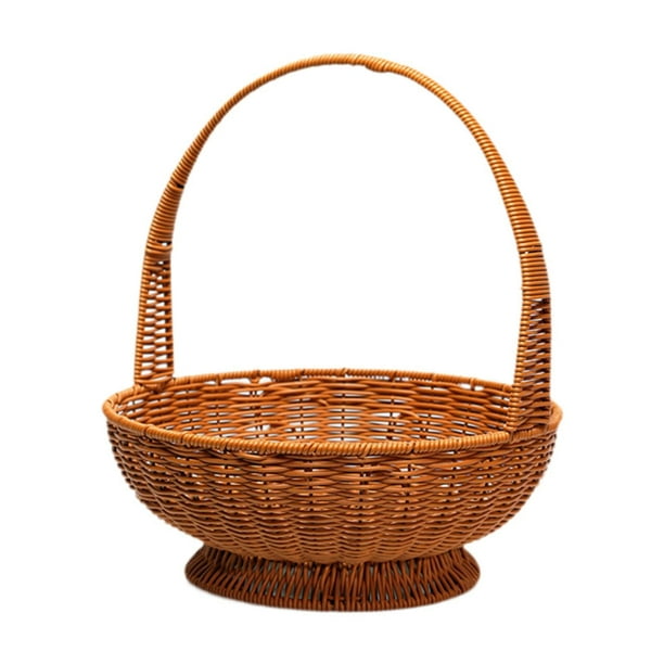 Canasta de cabello tejido a mano Canasta de picnic práctica con mango Canasta de regalos de canasta de flores multifunción para el jardín de fiesta L