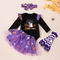 thumbnail image 3 of Enyan Newborn Baby Girl Halloween Outfit 4-Piece Toddler Girls Clothes Pumpkin Shirt Tutu Skirt Headband Leg Warmer Set, 3 of 6
