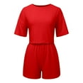 thumbnail image 5 of ibiyuan Women Sets 2 Piece Outfits Women's Casual Shorts Suit Set Floral Jacquard Design Everyday Spring Summer Wear Machine Washable Comfort Outfit, 5 of 5