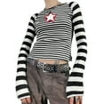 thumbnail image 1 of Seyurigaoka 2000s Vintage Long Sleeve Top for Women Star Print Slim Fit Fairy Grunge Aesthetic Graphics Tees E-girl Fall Winter Shirts, 1 of 9
