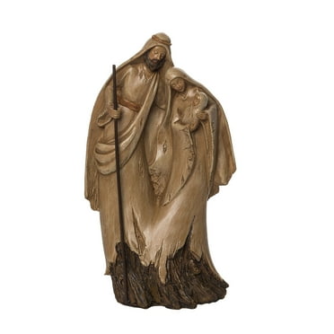 Transpac Resin 9.96 in. Brown Christmas Look Holy Family