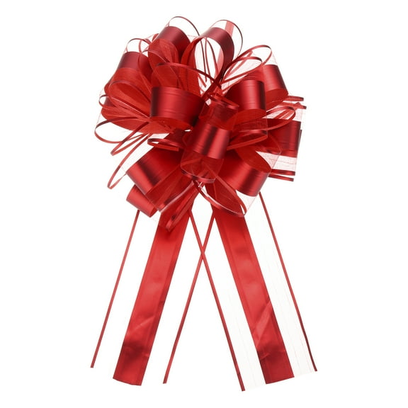 12pcs 11 Inch Extra Large Pull Bow Metallic Gift Wrapping Bows Ribbon Organza Red for Wedding Baskets Christmas