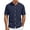 Navy, variant on Mens Linen Short Sleeve Shirt, Stand Collar Relaxed Fit Breathable Top for Business Casual and Daily Wear Khaki 2XL