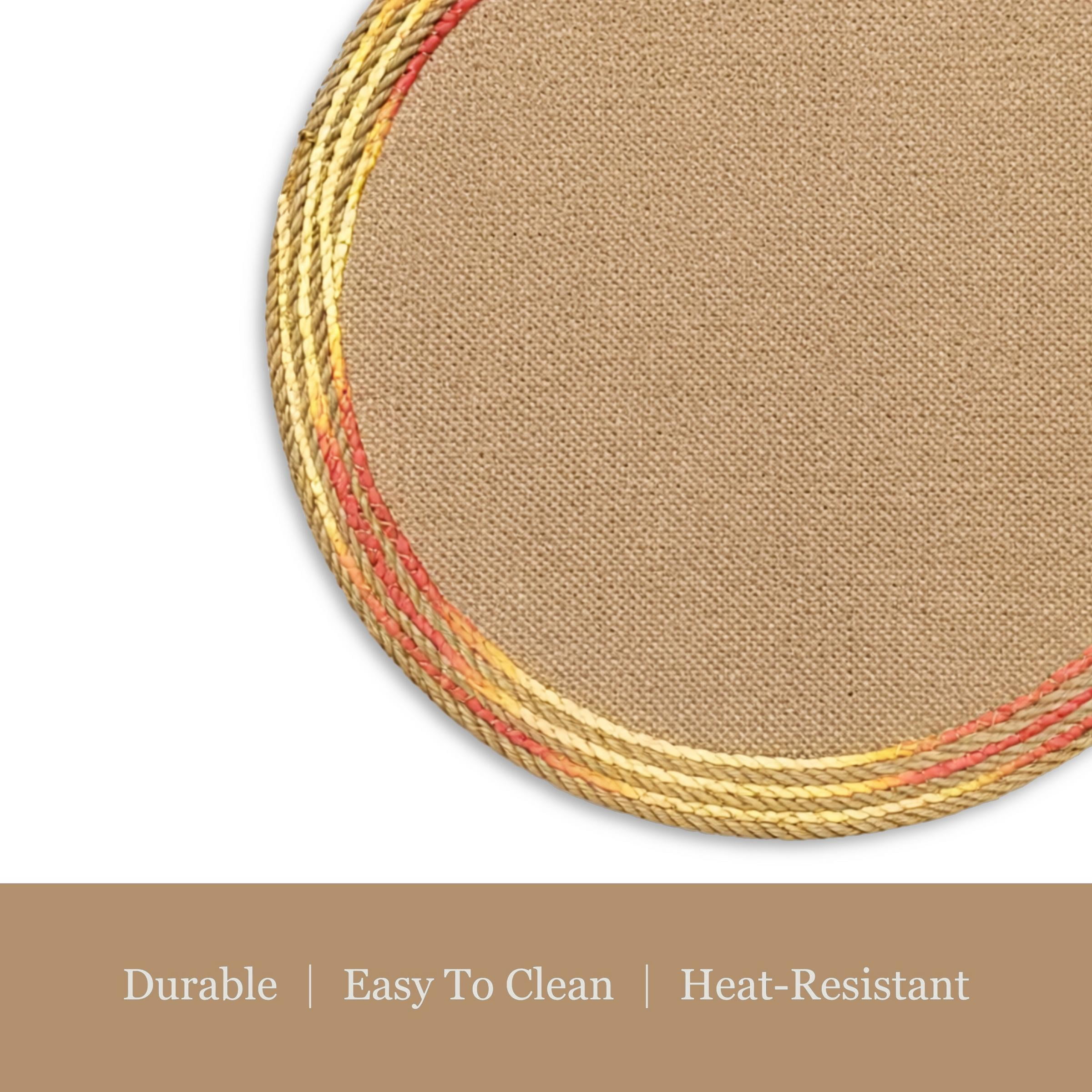 Dainty Home Set of 4 Placemats | Elegant and Durable | 15x15 in Round Woven Non-Slip Washable Place Mats | Tear-Resistant Heat | Resistant Placemats