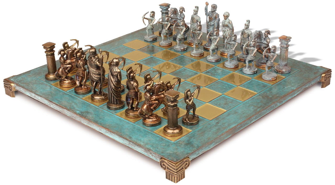 The Brass Staunton solid Brass Chess Pieces Brass & Antique Stain Coated  3.5 Chess Pieces