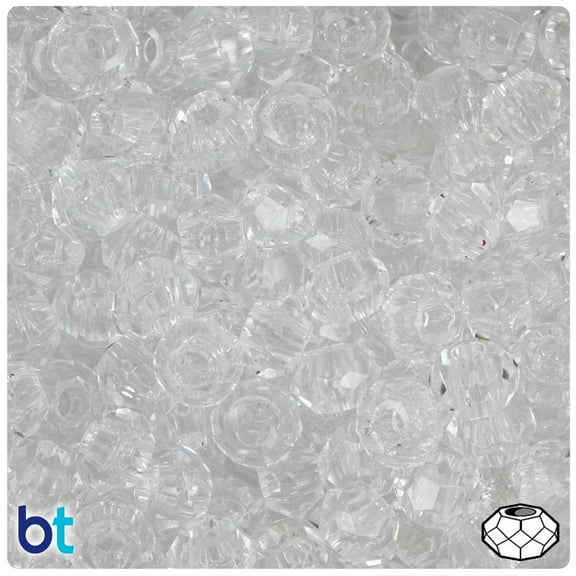 BeadTin Crystal Transparent 10mm Squatty Bicone Plastic Beads (30pcs)