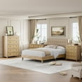 thumbnail image 3 of 5-Drawer Tall Rattan Dresser with Under-mount Drawer Slides 45 In Boho Chest for Bedroom Living Room Natural Oak, 3 of 9