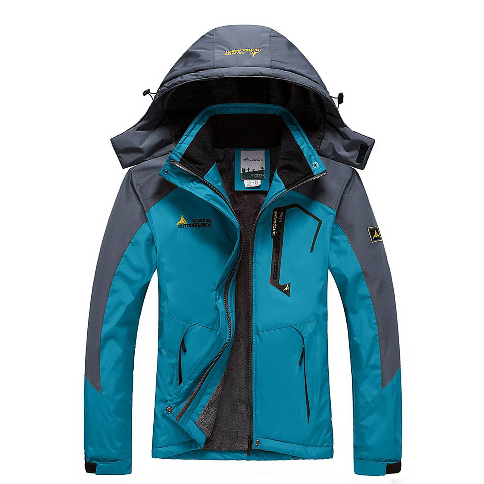 Men's Outdoor Sports Warm Waterproof Hooded Jackets Camping Mountaineering Coat