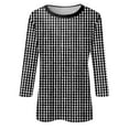 thumbnail image 4 of LISTHA 3/4 Sleeve T Shirts for Women Striped Casual Blouses Crewneck Plus Size Summer Tunic Tops Workout Loose Shirts Dark Gray 2XL, 4 of 5