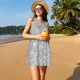 thumbnail image 2 of Horeoi GlitterSilver Print Women's Sleeveless Dress Cotton-like Flared Hem Deep Side Pockets Above-Knee, 2 of 6