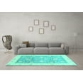 thumbnail image 3 of Ahgly Company Machine Washable Indoor Round Oriental Turquoise Blue Traditional Area Rugs, 3' Round, 3 of 4