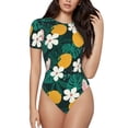 thumbnail image 2 of Uemuo Tropical Fruit Pattern Women's One Piece Short Sleeve Swimsuit Rash Guard Surfing Modest Quick-drying Swimsuit Beach Essentials-X-Large, 2 of 9
