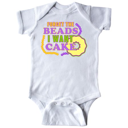 

Inktastic Mardi Gras Forget The Beads I Want Cake Gift Baby Boy or Baby Girl Bodysuit