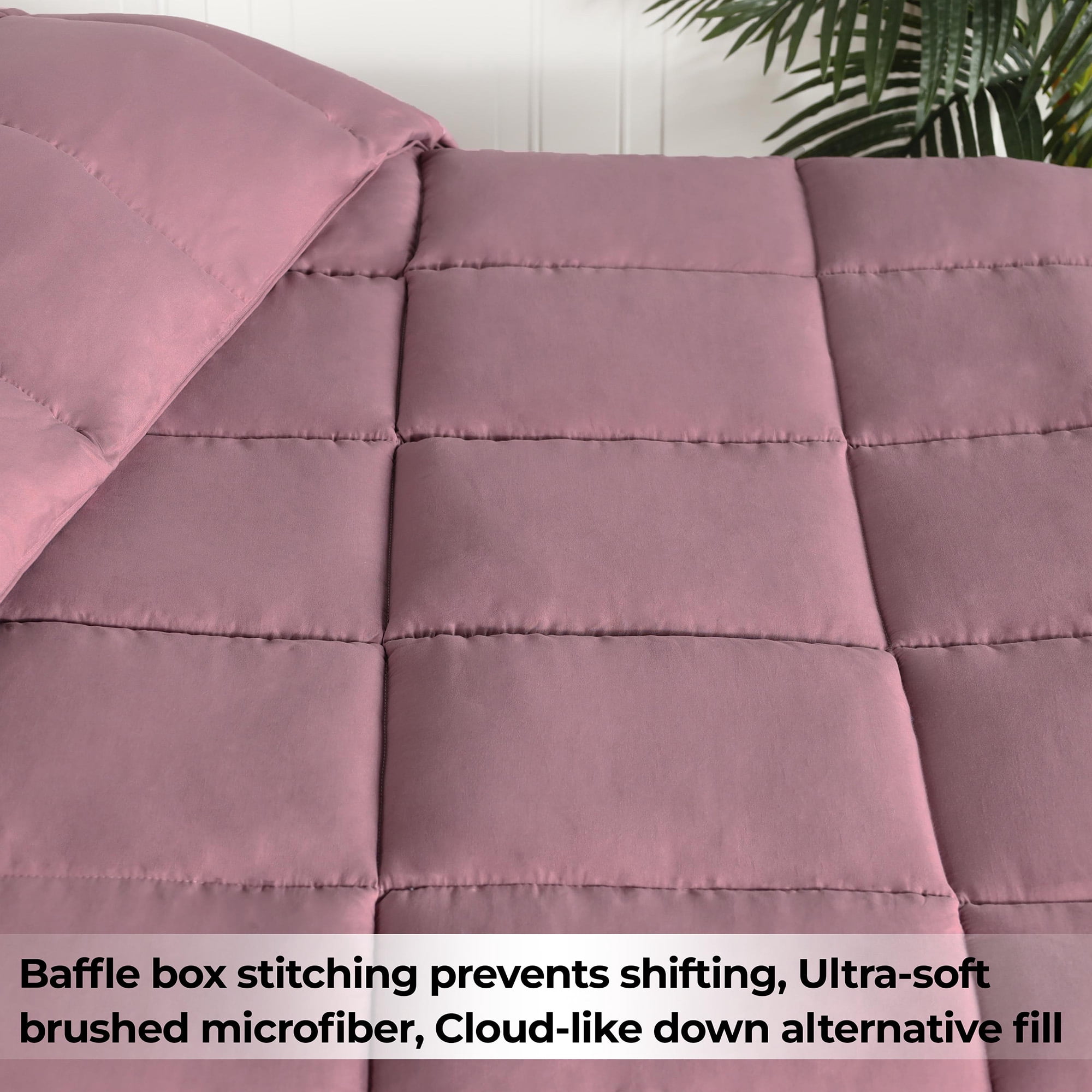 Superior Solid Comforter Down Alternative Bedding, Full, Mauve