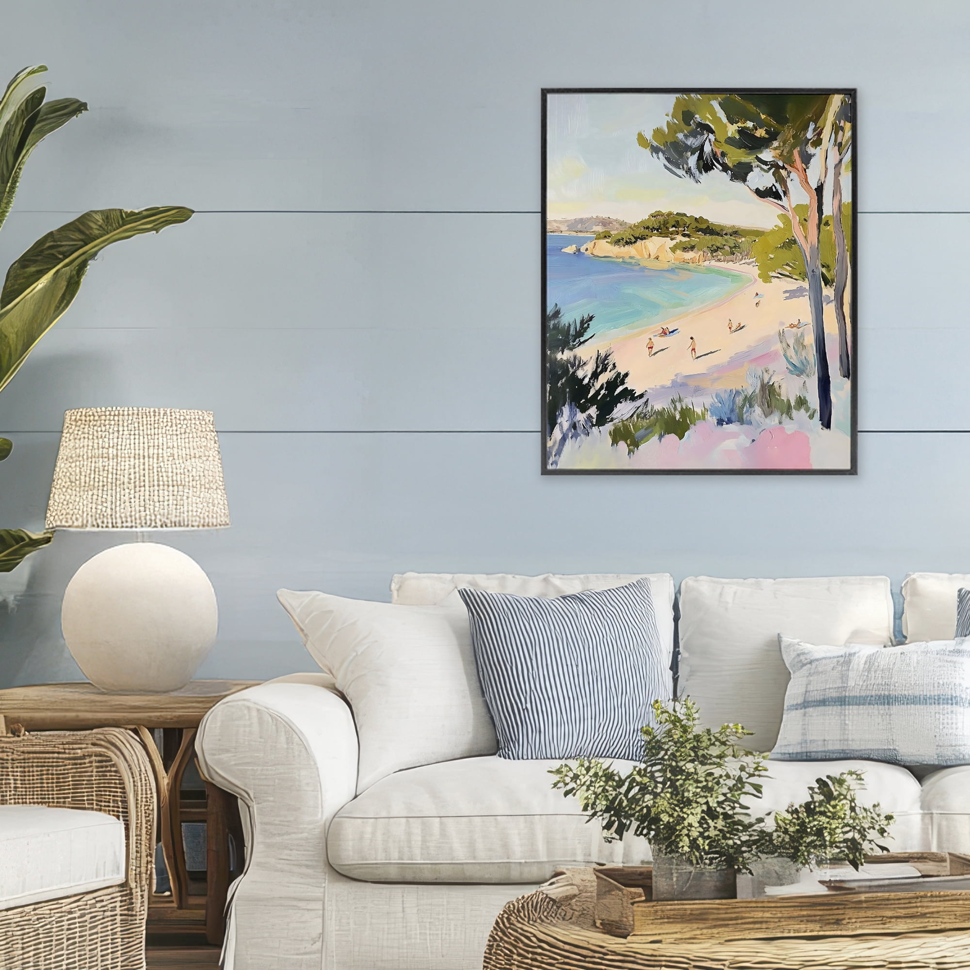 Stupell Industries Amalfi Coast Beach Escape Black Framed Giclee Art, design by The Prints Vibe