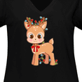 thumbnail image 4 of Inktastic Cute Christmas Reindeer with Christmas Lights Women's Plus Size V-Neck T-Shirt, 4 of 5