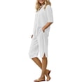 thumbnail image 4 of Dianli Gifts Two Piece Sets for Women Summer Casual Two Piece Set Short Sleeve Shirt and Shorts Lounge Outfit for Everyday Wear White L, 4 of 8