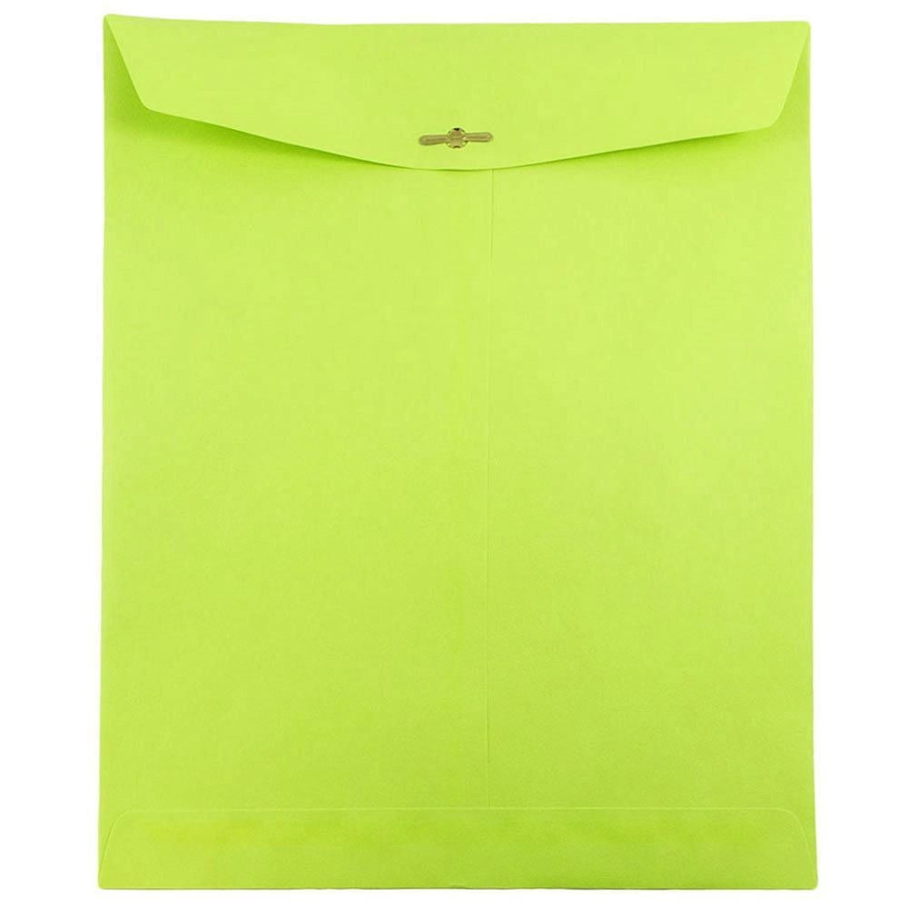 JAM Paper 10 x 13 Clasp Envelopes, Lime Green, 10/Pack