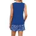 thumbnail image 3 of BOMYJESK Summer Sets Tank Square Neck Sleeveless Matching Floral Print Lounge Sets Cute Lightweight High Waisted Sweatsuit with Pockets 2026 Blue S, 3 of 8