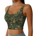 thumbnail image 2 of Balery Green Camouflage Skull Sujetadores deportivos con espalda cruzada para mujer, acolchados, sin costuras, de alto impacto, ideales para yoga, gimnasio, entrenamiento y fitness.-Medium, 2 of 8