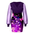 thumbnail image 4 of Vestido de manga larga con estampado de encaje de costura de nalgas sexy informal a la moda para mujer Fridja  NMB2614, 4 of 7