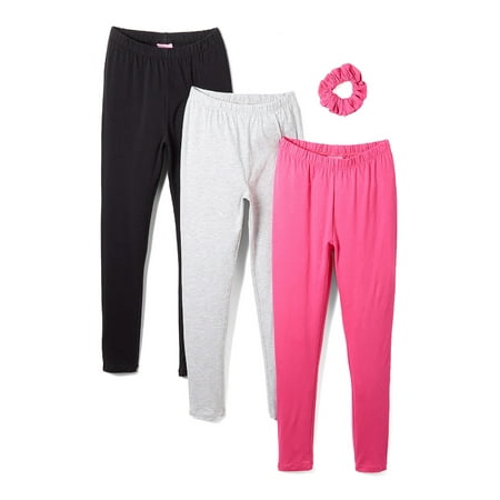 Freestyle Revolution Girls 4-12 Solid Leggings With Hair Accessory, 3-Pack