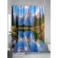 thumbnail image 5 of Fsddascl Blue Mountain Shower Curtain Set - 54" x 78" Washable Bathtub Curtain with 12 Hooks, Green Forest Modern Art Pastoral Waterproof Fabric Stall Shower Curtains for Bathroom/Bathtub Décor, 5 of 6