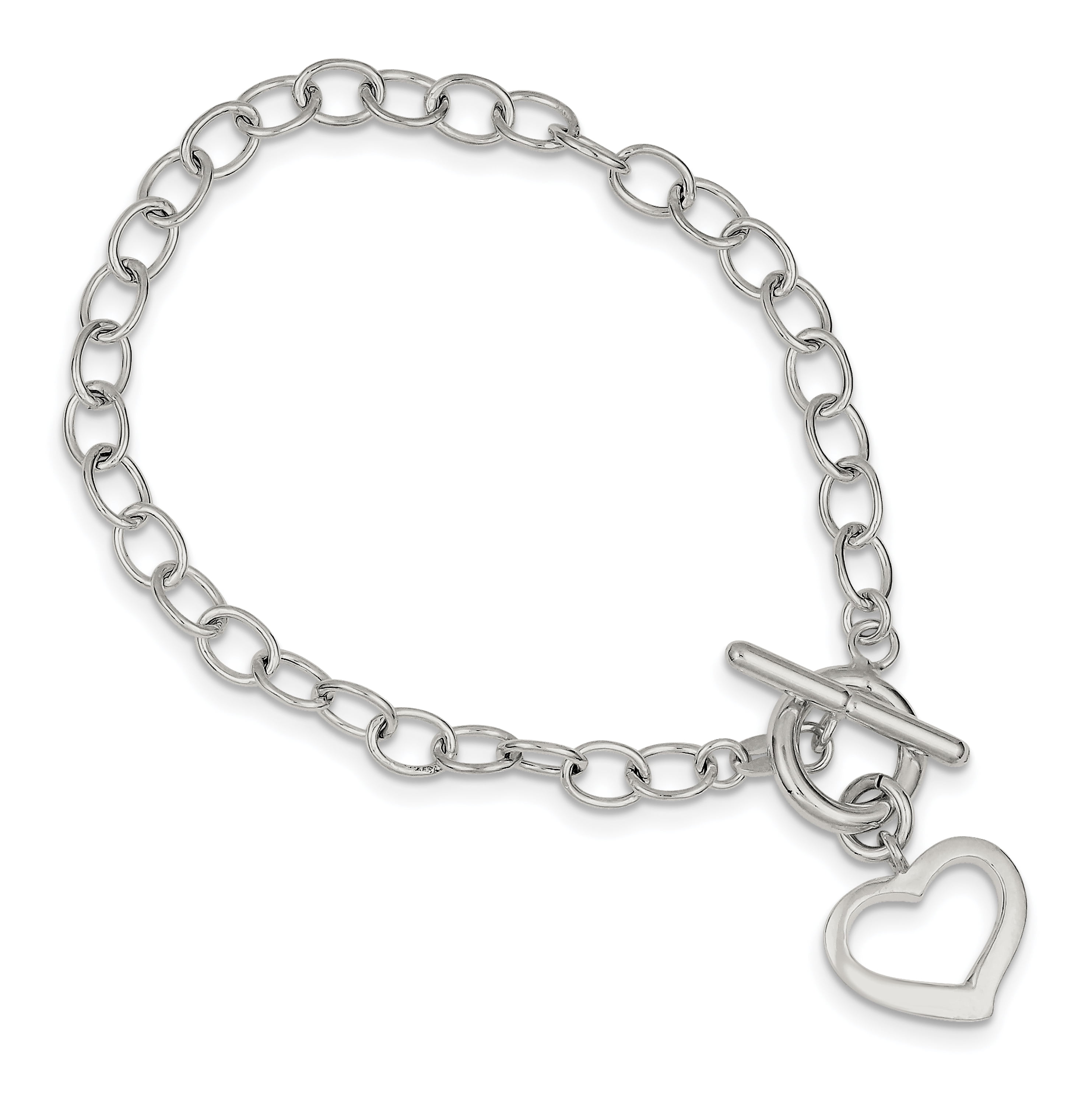 925 Sterling Silver Link Heart Bracelet 8.5 Inch Love Fine Jewelry For