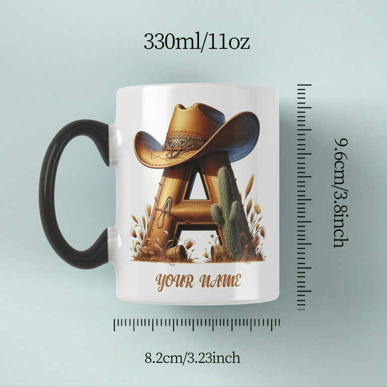 Piece 11 Ounce Western Cowboy Themed Ceramic Mug with Name