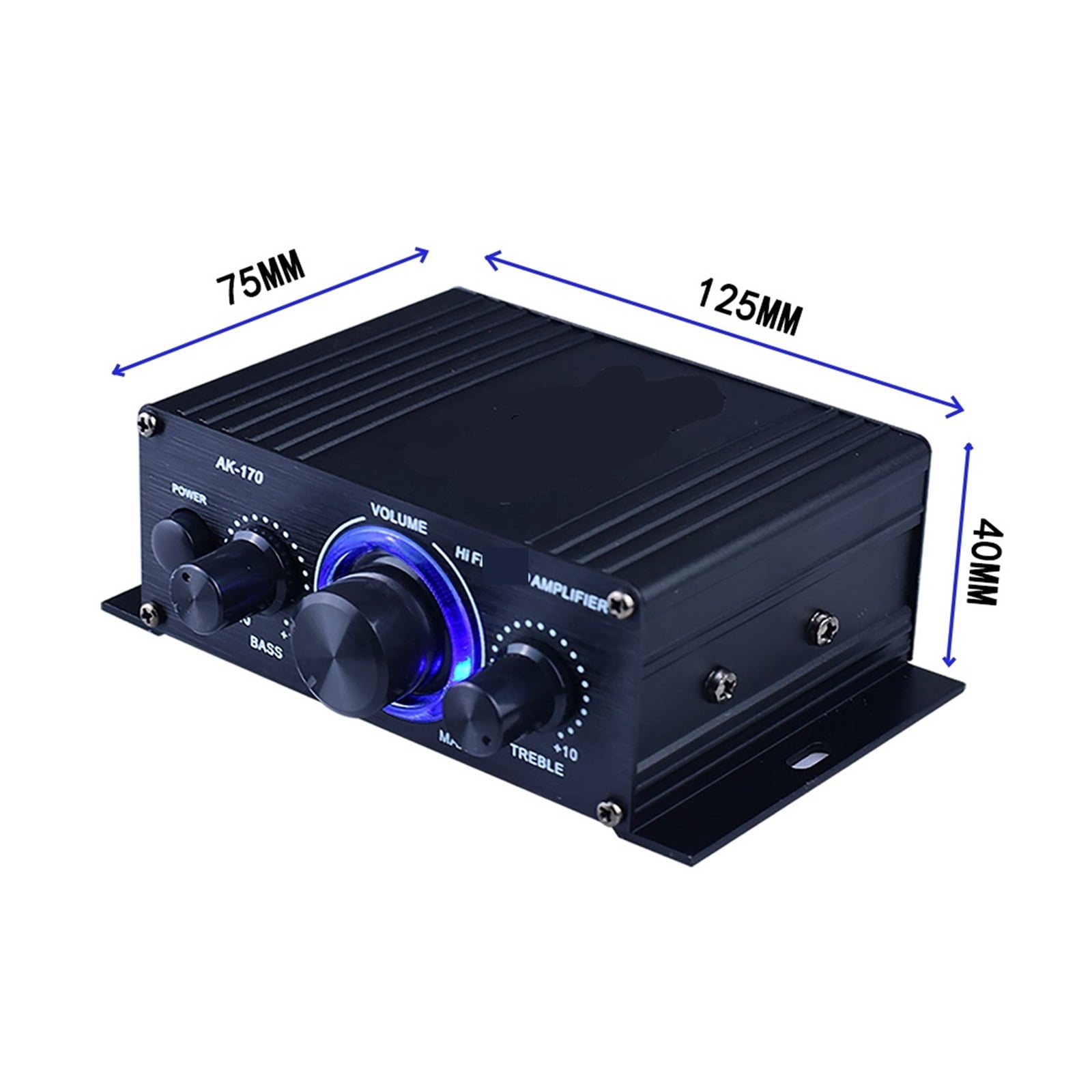 Mini HiFi Amplifier 12V 2.0CH Stereo Amp 20Wx2 with Bass Treble Control for Car Home Speakers ,Bass & Treble Control